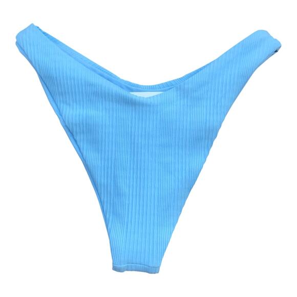 L Space Cabana Bitsy Cut Blue Rib Bikini Bottom Stretch Women's Size Small NWT - Picture 4 of 11